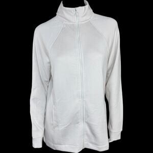 Cuddl Duds Smooth Knit Jersey Full Zip Jacket Pumice Stone Medium NWOT Mock Neck